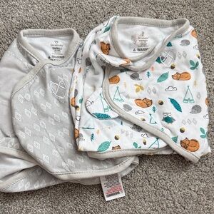 SwaddleMe Infant Swaddle Set in White, Gray & Teal with Orange Accents